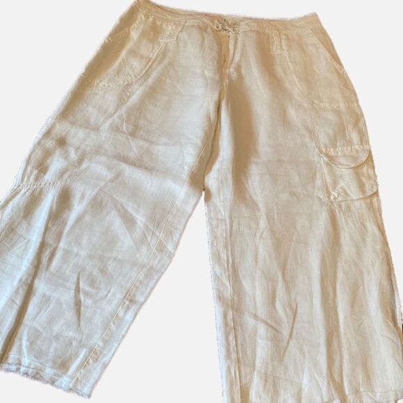 0098 Jarbo Cream Cropped Wide Leg Pants Size 42 NWT - Picture 1 of 17